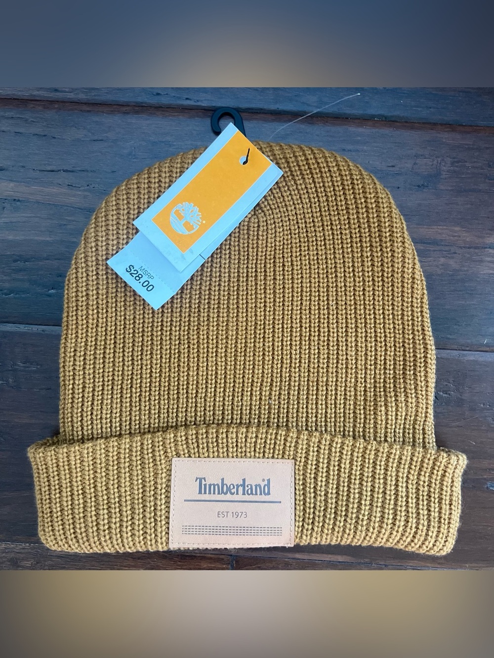 Timberland Men’s Khaki Ribbed Knit Beanie